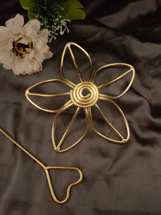 Sanjog Minimalist Gold Tone Floral Hair Stick