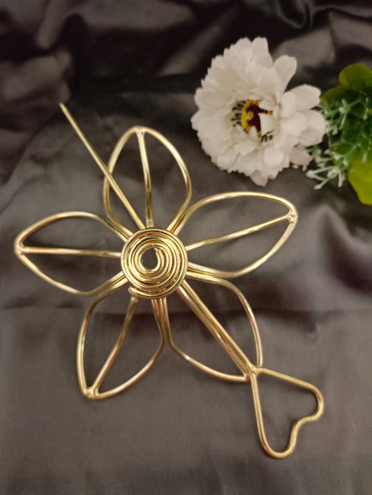 Sanjog Minimalist Gold Tone Floral Hair Stick