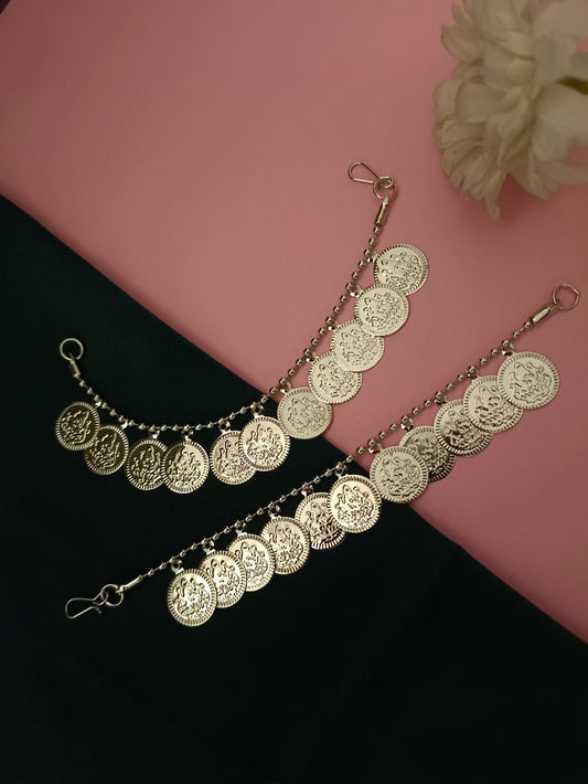 Sanjog Bohemian Oxidized Silver Coin Dangler Earchains