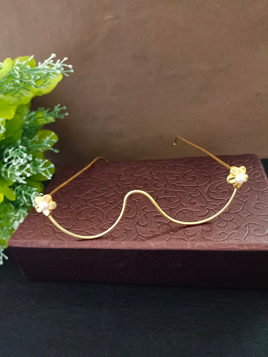 Traditional Gold-Plated Haldi & Mehendi Bridal Facelet – Floral Nose Frame