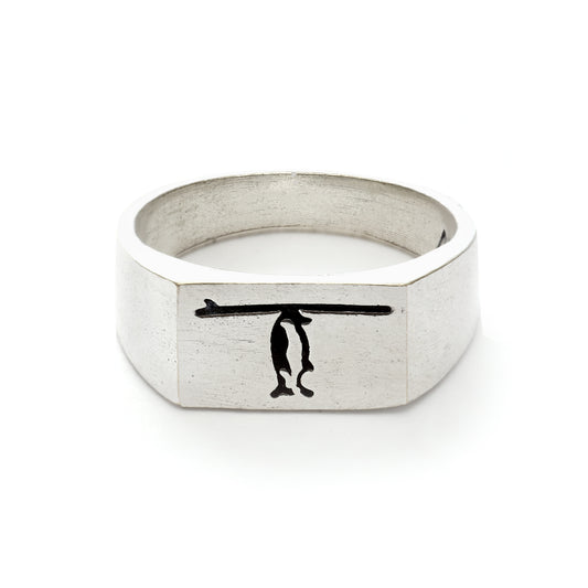 Silver-Plated Penguin Design Adjustable Statement Ring