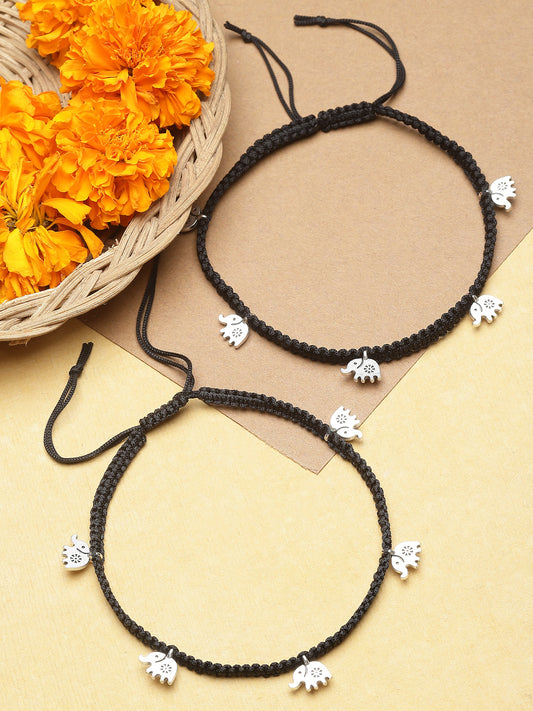 Set Of 2 Silver-Plated Anklets