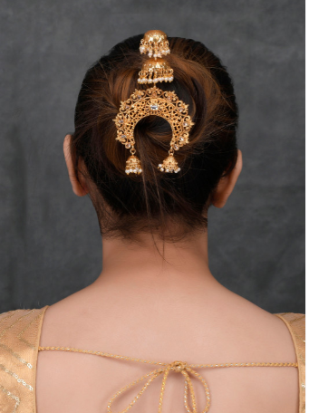 Women Jadai Billai Hair Brooch with Hook South Indian Juda Bun Comb Pin