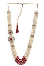 Men Gold-Toned & Ruby Red Brass Necklace Dulha Moti Mala Haar Groom Necklace