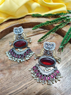 Dual Toned Oxidised Silver Plated Chanbali Lotus Earrings