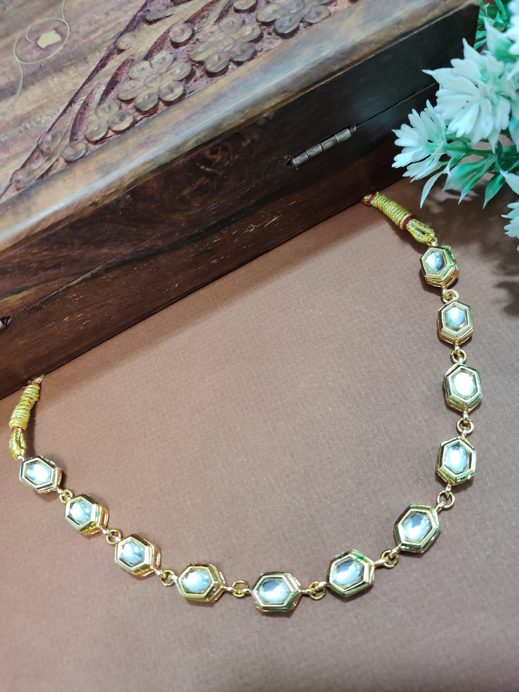 Gold-Plated Kundan Studded Statement Choker Necklace
