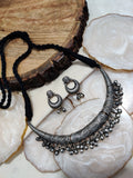 Oxidised Silver Plated Ghugaroo Drops Kashmiri Choker Jewellery Set For Women