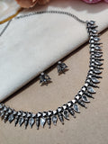 Oxidised Silver Plated Stone Studded Choker Jewellery Set For Women