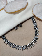 Oxidised Silver Plated Stone Studded Choker Jewellery Set For Women