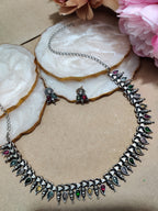 Oxidised Silver Plated Stone Studded Choker Jewellery Set For Women
