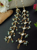 Gold-Plated Kundan Studded And Artificial Beaded Pearl Sahara Ear Chains Earrings