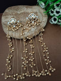 Pachi Kundan & Ghungaroo Studded Teardrop Shaped Kashmiri Drop Earrings
