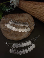 Sanjog Oxidized Silver Coin Dangler Earchains