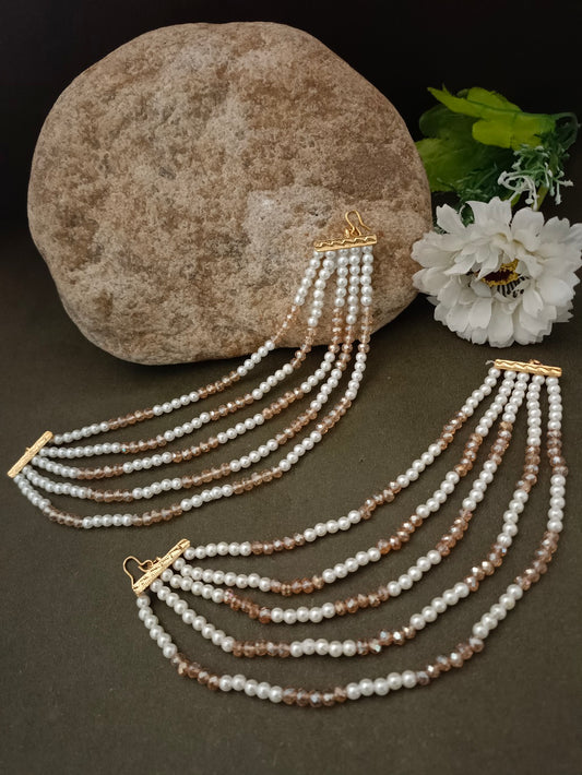 Sanjog Multi-Layered Pearl & Crystal Dangler Earrings