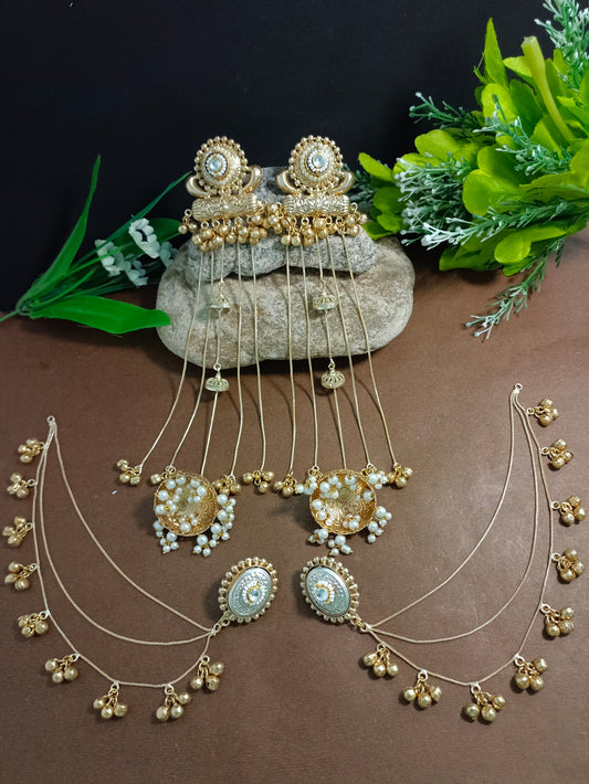 Gold-Toned Brass Plated Traditional Kashmiri Style Jhumka Ghungaroo Drop Earrings