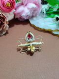 Brass-Plated Pachi Kundan Butterfly Design Adjustable Finger Ring