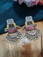 Dual Toned Oxidised Silver Plated Chanbali Lotus Earrings