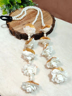 Gota & Flower Punjabi Choti Paranda Ponytail Braid Holder – White