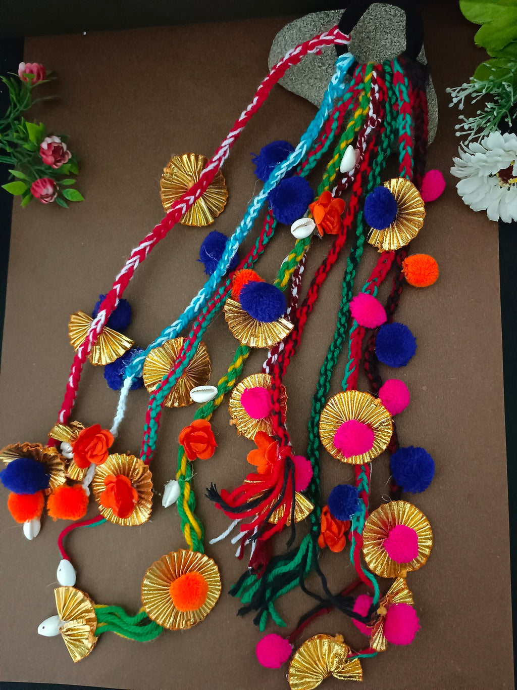 Women Crochet Rajasthani Kathputli Choti Paranda Ponytail Braid Holders Hair Acessories