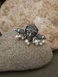 German Silver-Plated Beaded Oxidised Finger Ring