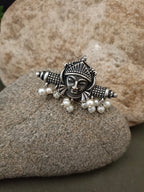 German Silver-Plated Beaded Oxidised Finger Ring