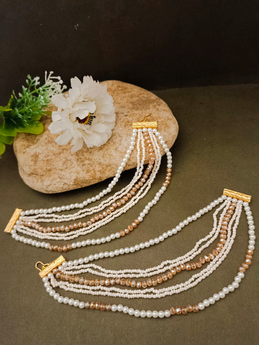 Sanjog Multi-Layered Pearl & Crystal Dangler Earrings