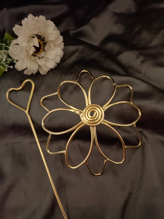 Sanjog Gold Tone Wire Floral Hair Bun Pin