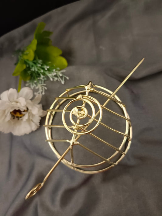 Sanjog Gold Tone Spiral Hair Bun Cage with Hair Stick