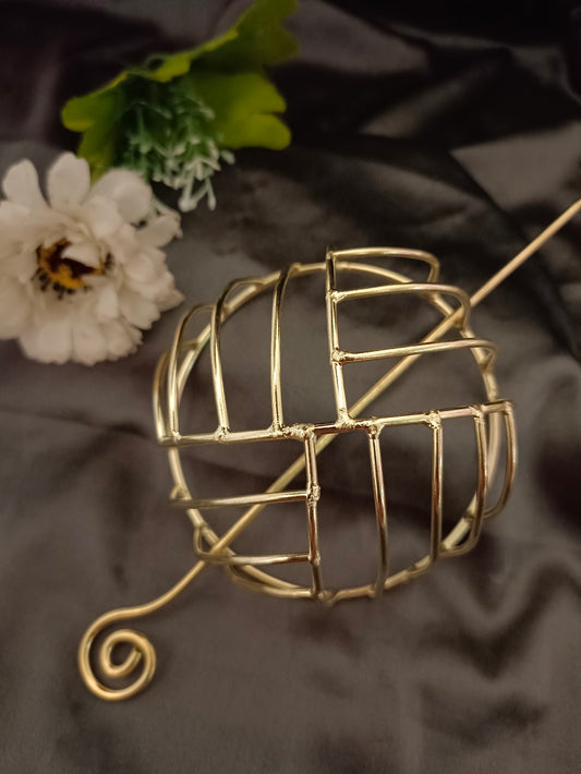Sanjog Gold Tone Hair Bun Cage with Hair Stick