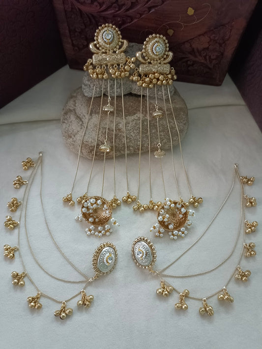 Gold-Toned Brass Plated Traditional Kashmiri Style Jhumka Ghungaroo Drop Earrings