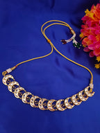 Sanjog Traditional Gold-Plated Crescent Moon Kundan Choker Necklace with Adjustable Dori