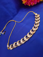 Sanjog Traditional Gold-Plated Crescent Moon Kundan Choker Necklace with Adjustable Dori