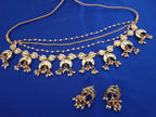 Sanjog Grand Gold Plated Multi-Layer Kundan Choker Necklace Set with Chaandbali Motifs & Pearl Drops