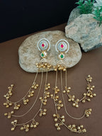 Brass Plated Pachi Kundan & Ghungaroo Studded Kashmiri Drop Earrings