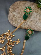 Brass- Plated Kundan & Ghungaroo Beaded Kashmiri Floral Drop Earrings