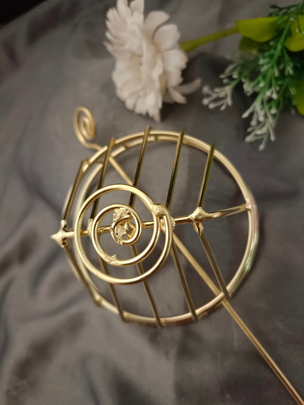 Sanjog Gold Tone Spiral Hair Bun Cage with Hair Stick