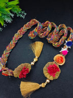Lace & Gota Flower Punjabi Choti Paranda – Multicolour Beaded Cord