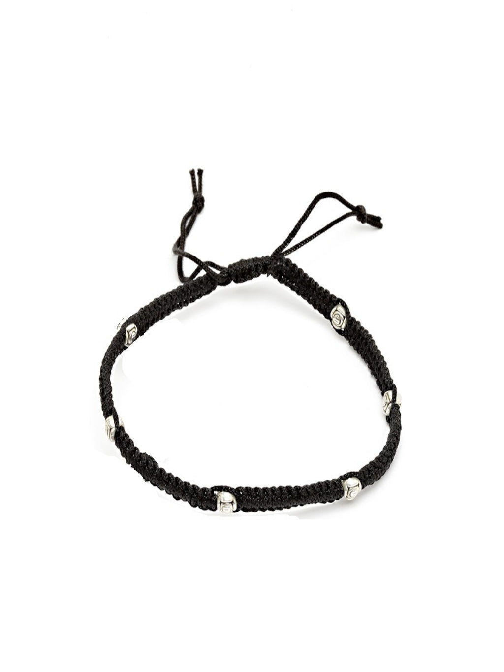 German Silver Plated Beaded Oxidised Thread Anklet