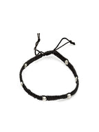 German Silver Plated Beaded Oxidised Thread Anklet