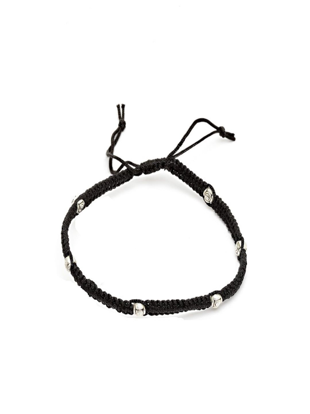 German Silver Plated Beaded Oxidised Thread Anklet