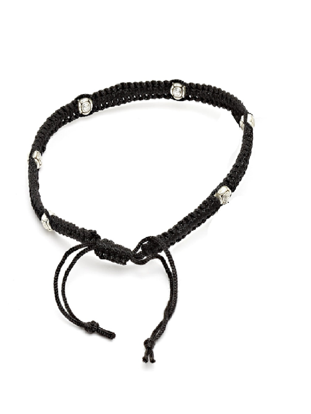 German Silver Plated Beaded Oxidised Thread Anklet