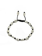 Black Beaded Silver-Plated Charm Oxidized German Silver Thread Anklet