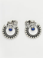 German Silver Oxidized Stone Studded Drop Elephant Earrings