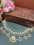 Gold-Plated Kundan Studded Pearls Beaded Layered Choker Necklace