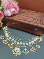 Gold-Plated Kundan Studded Pearls Beaded Layered Choker Necklace