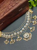 Gold-Plated Kundan Studded Pearls Beaded Layered Choker Necklace