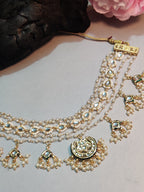 Gold-Plated Kundan Studded Pearls Beaded Layered Choker Necklace