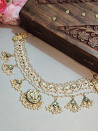 Gold-Plated Kundan Studded Pearls Beaded Layered Choker Necklace