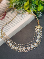 Gold-Plated Kundan Studded Pearls Beaded Layered Choker Necklace