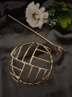 Sanjog Gold Tone Hair Bun Cage with Hair Stick
